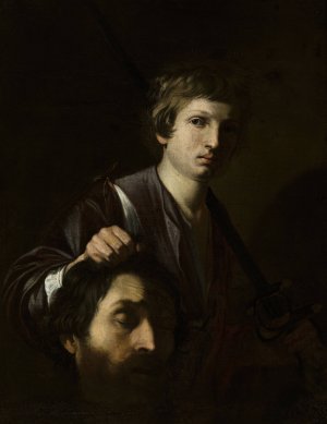 David with Goliath's head by Nicolas Tournier Oil Painting