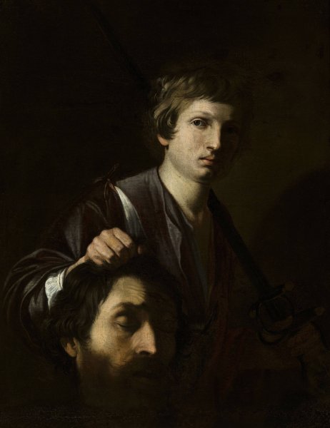 Main Product Photo of David with Goliath's head  Painting by Nicolas Tournier