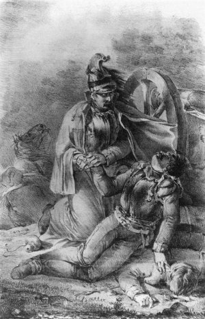 Death of the Cavalryman Oil painting by Nicolas-Toussaint Charlet