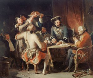 Partie de cartes by Nicolas Toussaint Charlet Oil Painting
