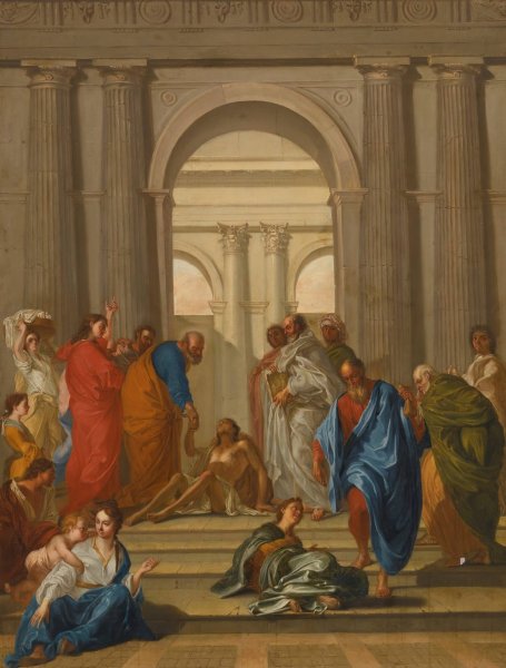 Main Product Photo of Saint Peter Healing The Paralytic At The Gate Of The Temple Painting by Nicolas Vleughels