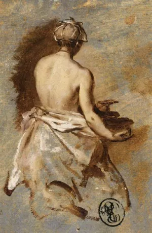Young Woman with a Nude Back Presenting a Bowl by Nicolas Vleughels Oil Painting