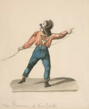 A Fireman of New York by Nicolino Calyo Oil Painting