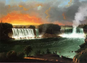 Niagara Falls from Table Rock by Nicolino Calyo - Oil Painting Reproduction