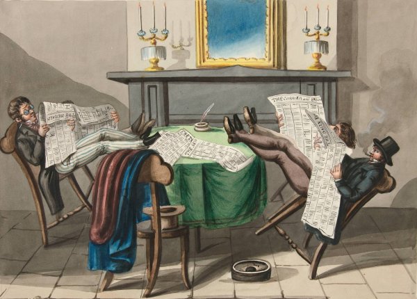 Main Product Photo of The Bar-Room Loungers  Painting by Nicolino Calyo