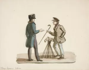 The Cane Seller by Nicolino Calyo Oil Painting