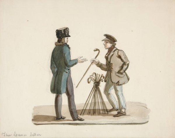 Main Product Photo of The Cane Seller  Painting by Nicolino Calyo
