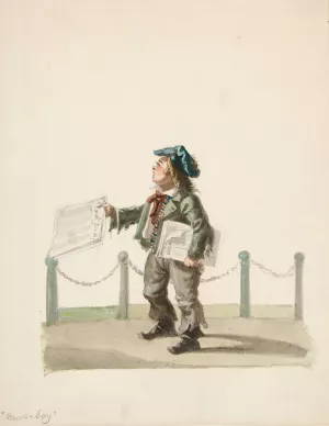 The Newsboy by Nicolino Calyo Oil Painting