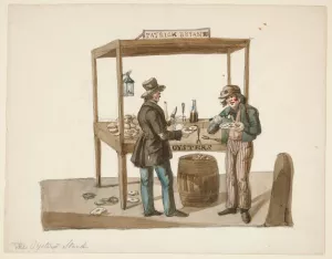 The Oyster Stand by Nicolino Calyo Oil Painting