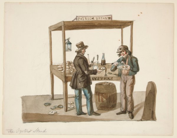 Main Product Photo of The Oyster Stand  Painting by Nicolino Calyo
