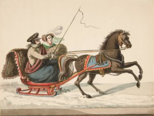 The Sleigh Party by Nicolino Calyo Oil Painting
