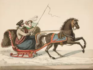 The Sleigh Party by Nicolino Calyo Oil Painting