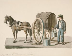 The Spring Water Cart by Nicolino Calyo Oil Painting