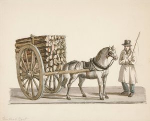 The Wood Cart by Nicolino Calyo Oil Painting