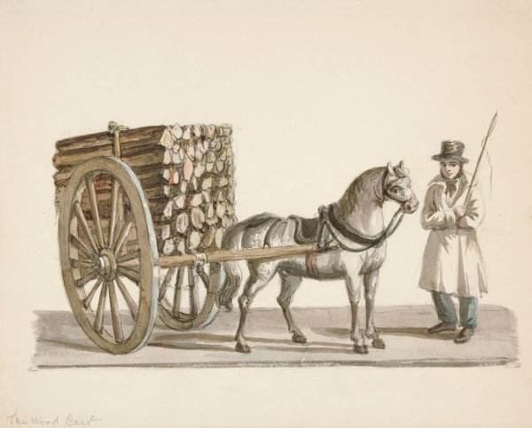 The Wood Cart  by Nicolino Calyo - Hand-Painted Oil Painting Reproduction