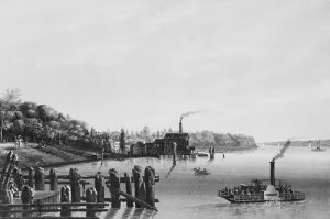 View of Hoboken Taken from the Ferry by Nicolino Calyo Oil Painting