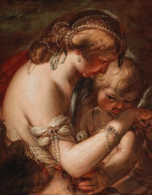 Venus and Amor with a putto by Nicolo Bambini Oil Painting