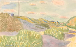 Fra Vejlby klint. Udsigt ind mod land by Niels Bjerre Oil Painting