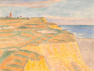Skraenterne og fyret ved Bovbjerg by Niels Bjerre Oil Painting