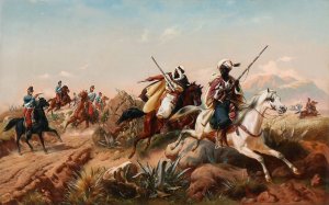 Nordafrikansk scene med arabiske ryttere by Niels Simonsen Oil Painting