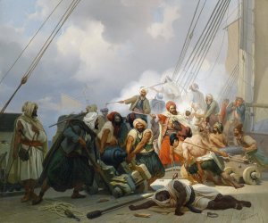 Seegefecht by Niels Simonsen Oil Painting