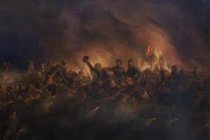 Stormen Pa Frederiksstad Den 4. Oktober 1850 by Niels Simonsen Oil Painting