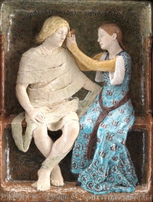 Aage and Else, Seated Couple by Niels Skovgaard Oil Painting