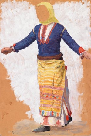 Dansende kvinde. Megara by Niels Skovgaard Oil Painting