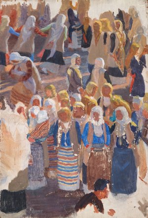 Grupper af dansende kvinder. Megara by Niels Skovgaard Oil Painting