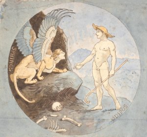 Oedipus and the Sphinx by Niels Skovgaard Oil Painting