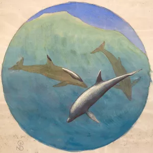 Springende delfiner Oil painting by Niels Skovgaard