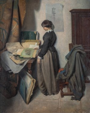 The Artist's Study Portfolio by Niklas Robert Leffler Oil Painting