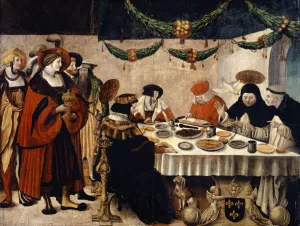 Saint Thomas of Aquin at the Table of King Louis the Saint by Niklaus Manuel Oil Painting
