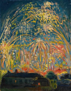 Fireworks In Nice by Nikolai Alexandrovich Tarkhov Oil Painting