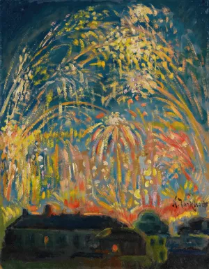Fireworks In Nice by Nikolai Alexandrovich Tarkhov Oil Painting
