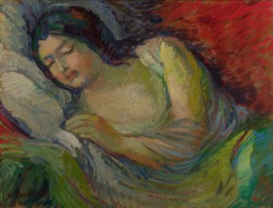 Jeune Femme Brune Endormie by Nikolai Alexandrovich Tarkhov Oil Painting