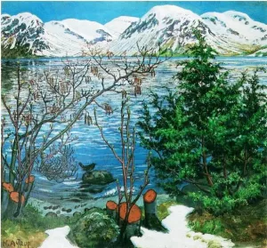 Fugl pa Stein by Nikolai Astrup - Oil Painting Reproduction