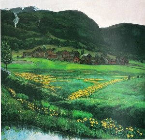 Klar Juninatt by Nikolai Astrup Oil Painting