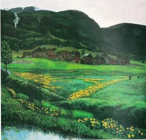 Klar Juninatt by Nikolai Astrup - Oil Painting Reproduction