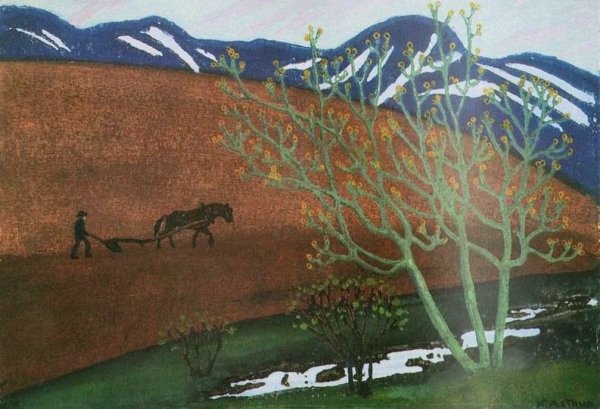 Main Product Photo of Plough Night Painting by Nikolai Astrup