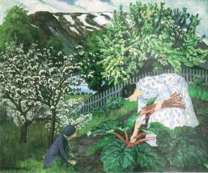 Rhubarb by Nikolai Astrup Oil Painting