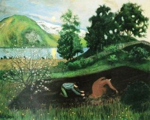 Spring Night in the Pasture by Nikolai Astrup Oil Painting