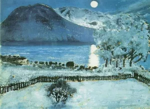 Winter Night by Nikolai Astrup - Oil Painting Reproduction