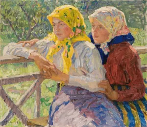 Latgalian Girls by Nikolai Bogdanov-Belsky Oil Painting