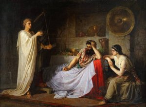 David Playing the Harp to Saul by Nikolai Mikhailovich Plyusnin Oil Painting