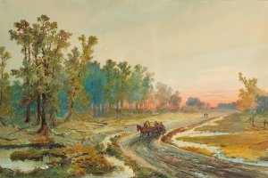 A Landscape after the Rain at Sunset by Nikolai Nikolaevich Karazin Oil Painting
