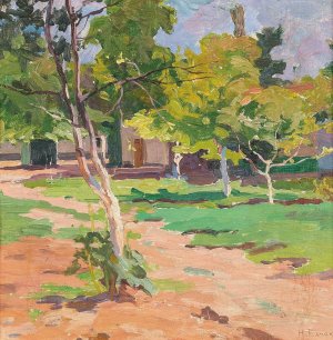 A Summer Garden by Nikolai Semenovich Samokish Oil Painting