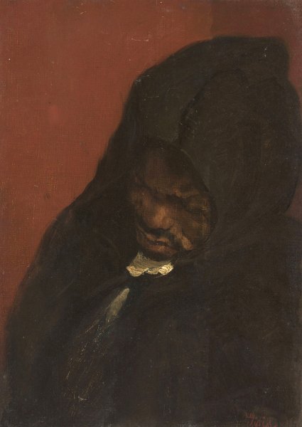 Head of a hooded monk by Nikolaos Gyzis - Hand-Painted Oil Painting Reproduction