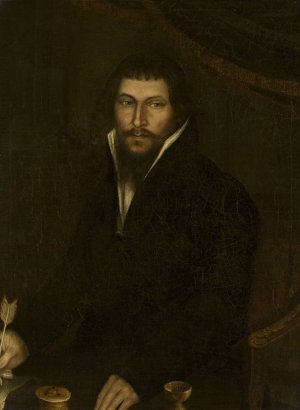 Portrait of a man with a goose quill in his hand by Nikolay Argunov Oil Painting