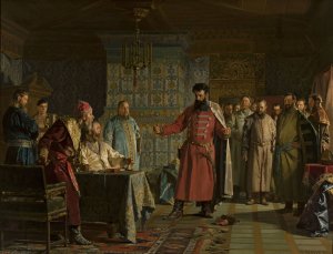 Zakhary Lyapunov's quarrel with the Tsar Vasili Shuysky by Nikolay Nevryov Oil Painting